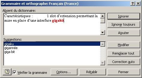 Correcteur d'orthographe de Word 97